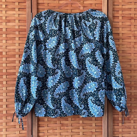 J. Crew Collection tie-sleeve button-front top in Pacific paisley - Picture 4 of 6